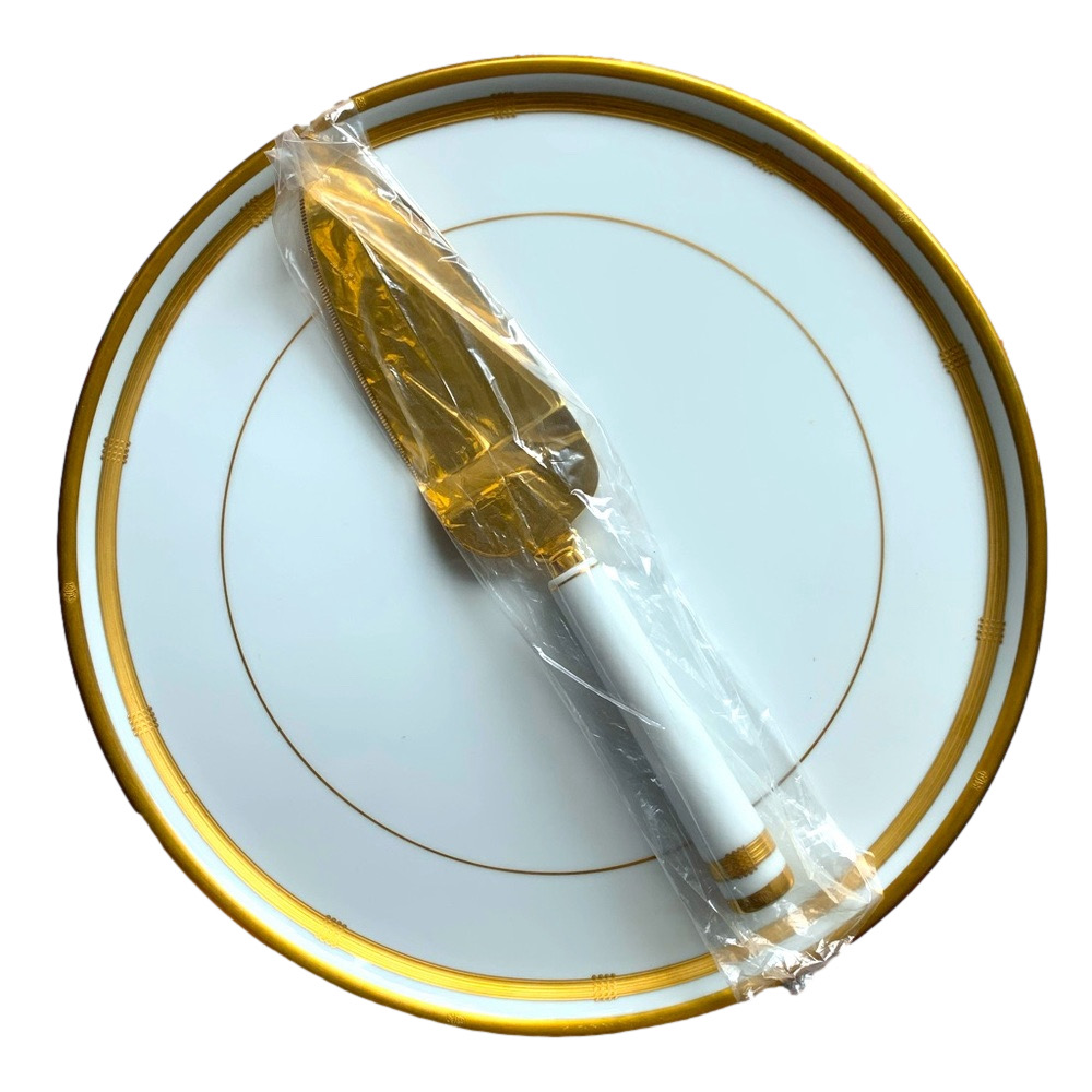 NEW Vintage Gold Christian Dior Cake Plate + Knife